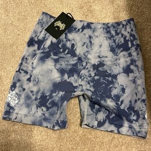 WOLVES FOREVER EVERSON SEAMLESS "SIERRA" SHORTS IN STORM BLUE/CREAM MARBLE